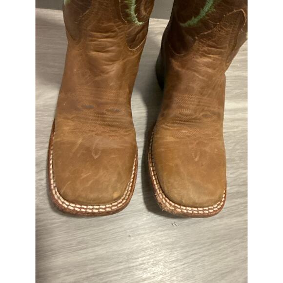 Quincy Women’s leather Square Toe cowgirl Boot in Honey w/ Roses embroidery 6.5 - Picture 12 of 15